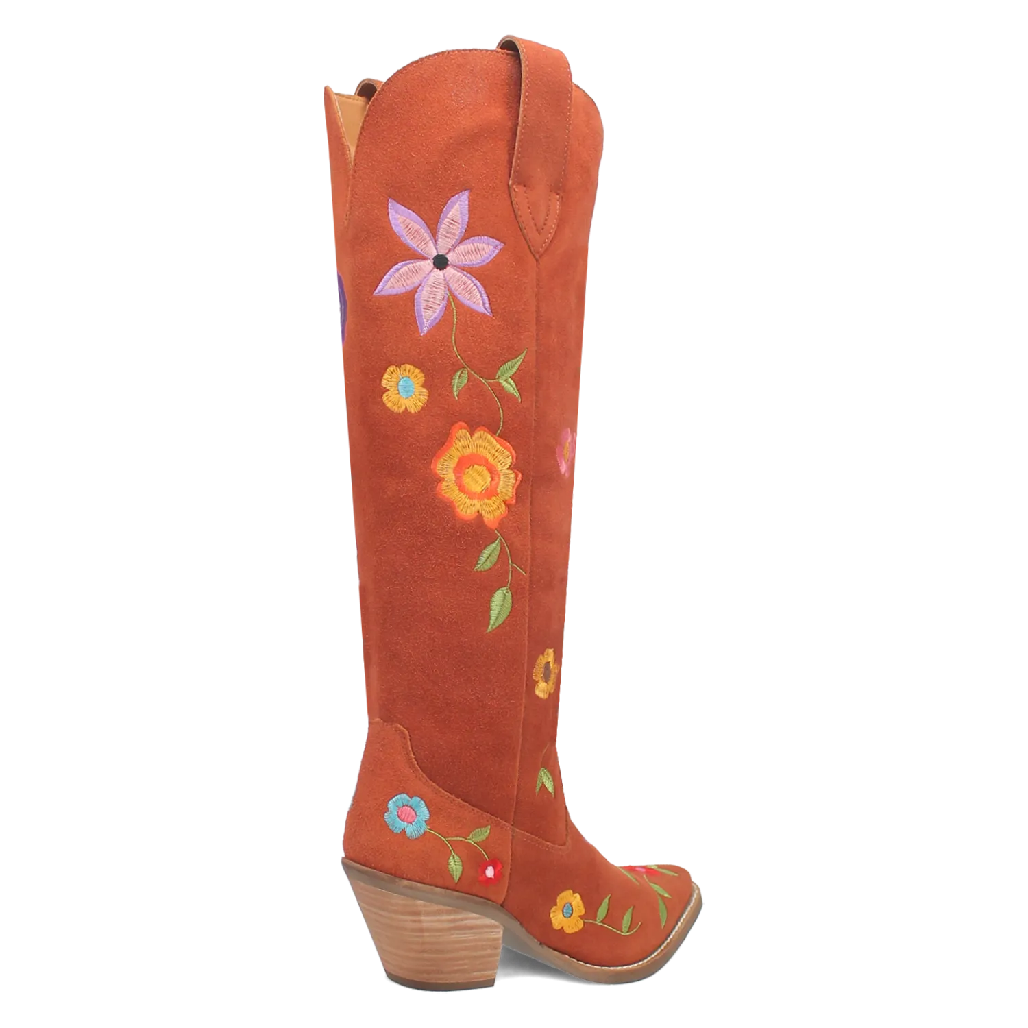 Flower Power Rust Suede & Floral Embroidered Boot (DS)