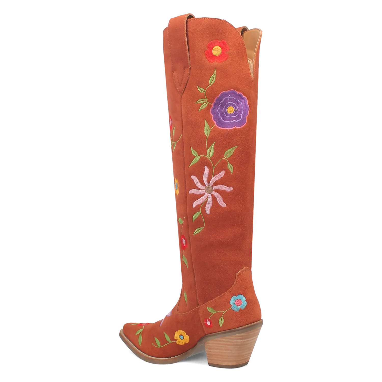 Flower Power Rust Suede & Floral Embroidered Boot (DS)