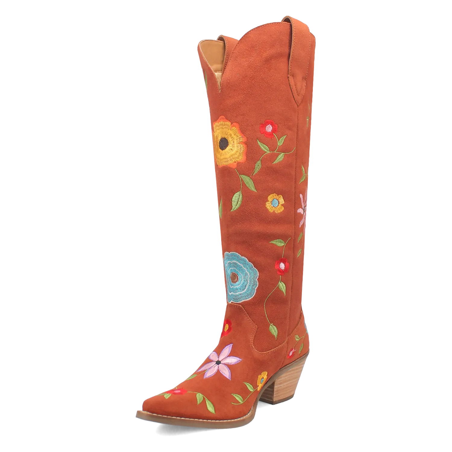 Flower Power Rust Suede & Floral Embroidered Boot (DS)