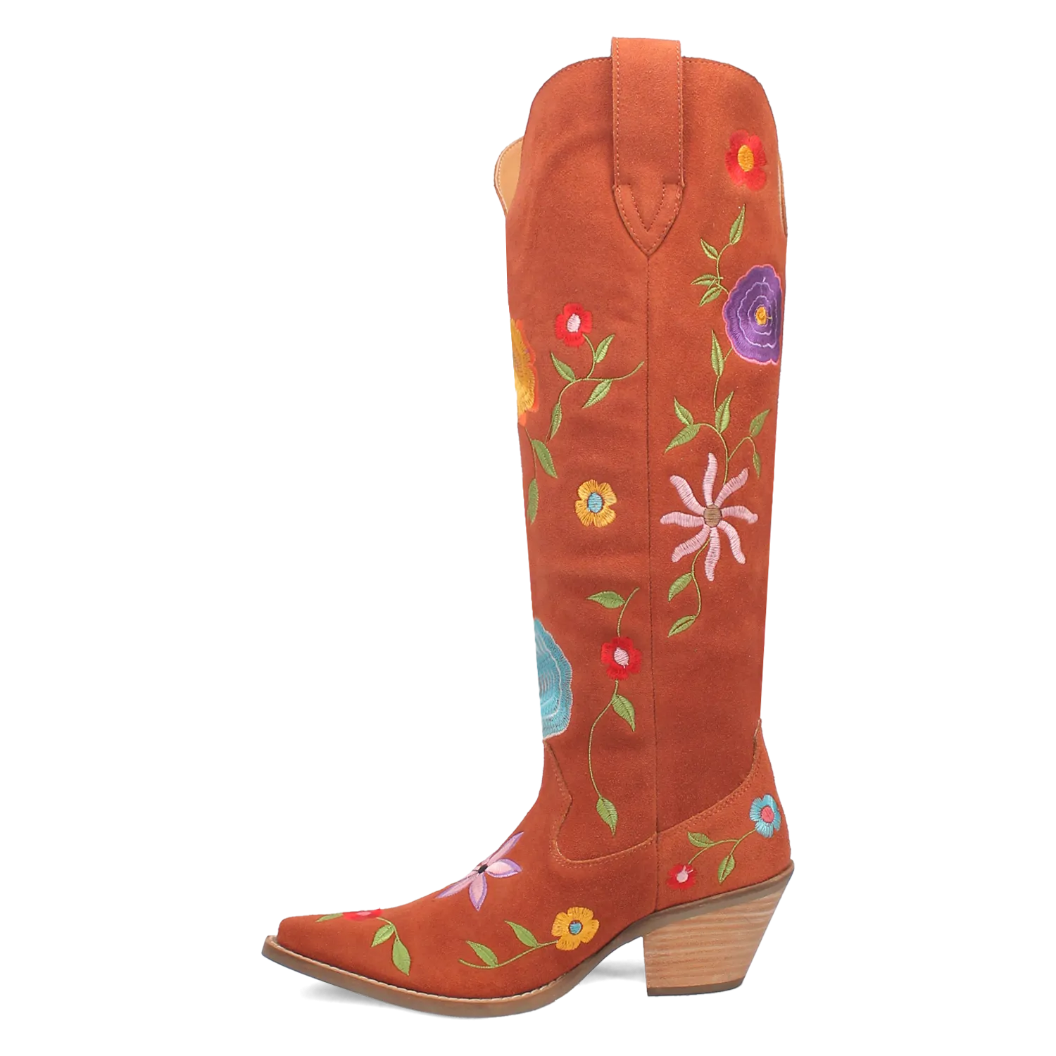 Flower Power Rust Suede & Floral Embroidered Boot (DS)