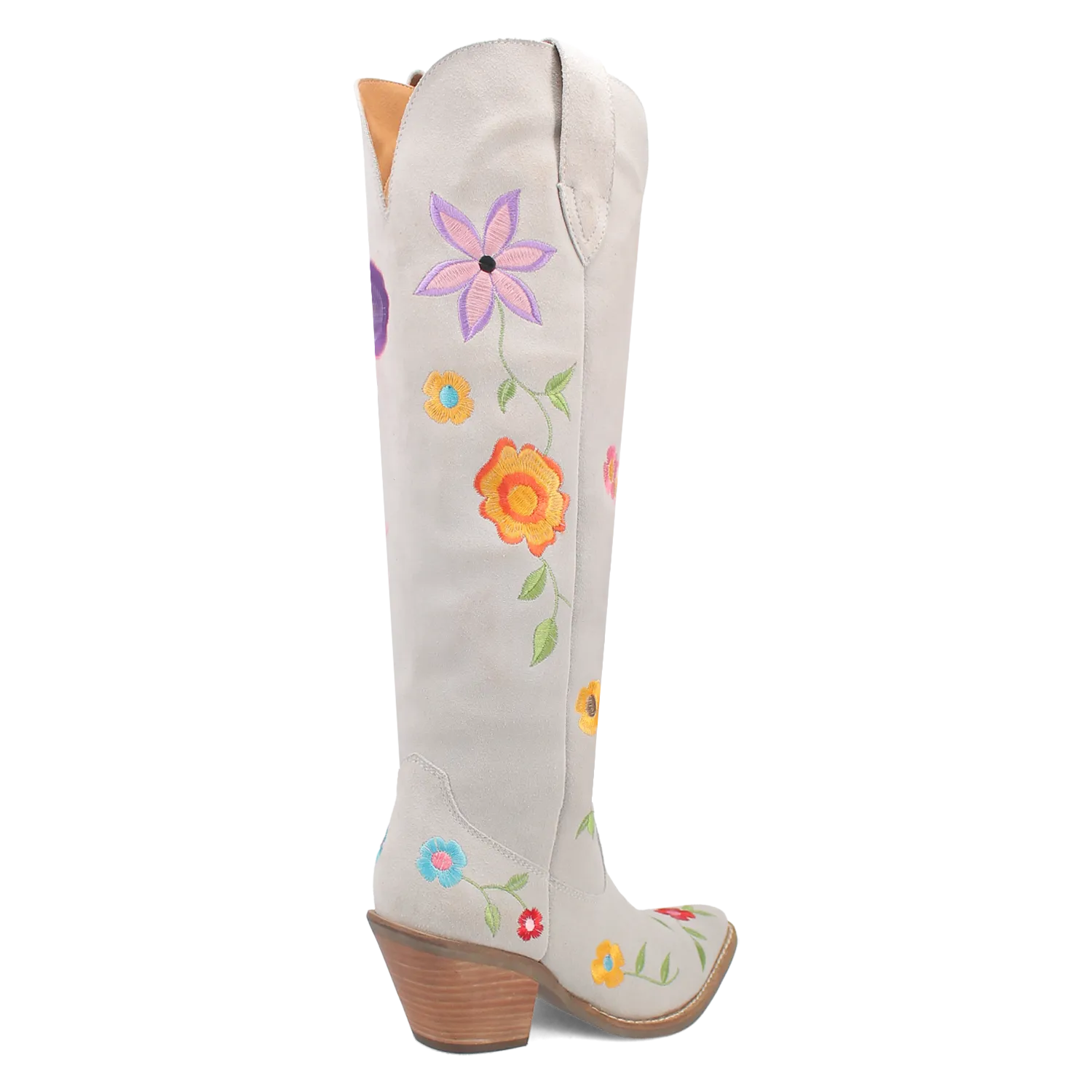 Flower Power White Suede & Floral Embroidered Boot (DS)