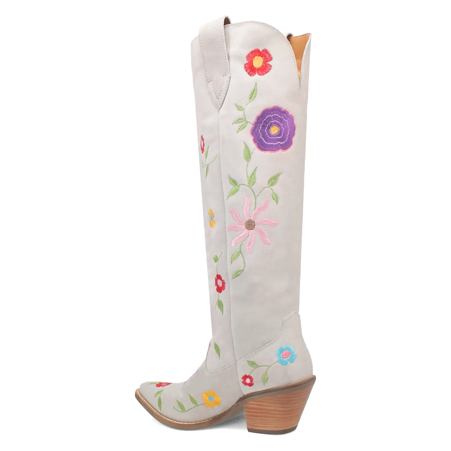 Flower Power White Suede & Floral Embroidered Boot (DS)