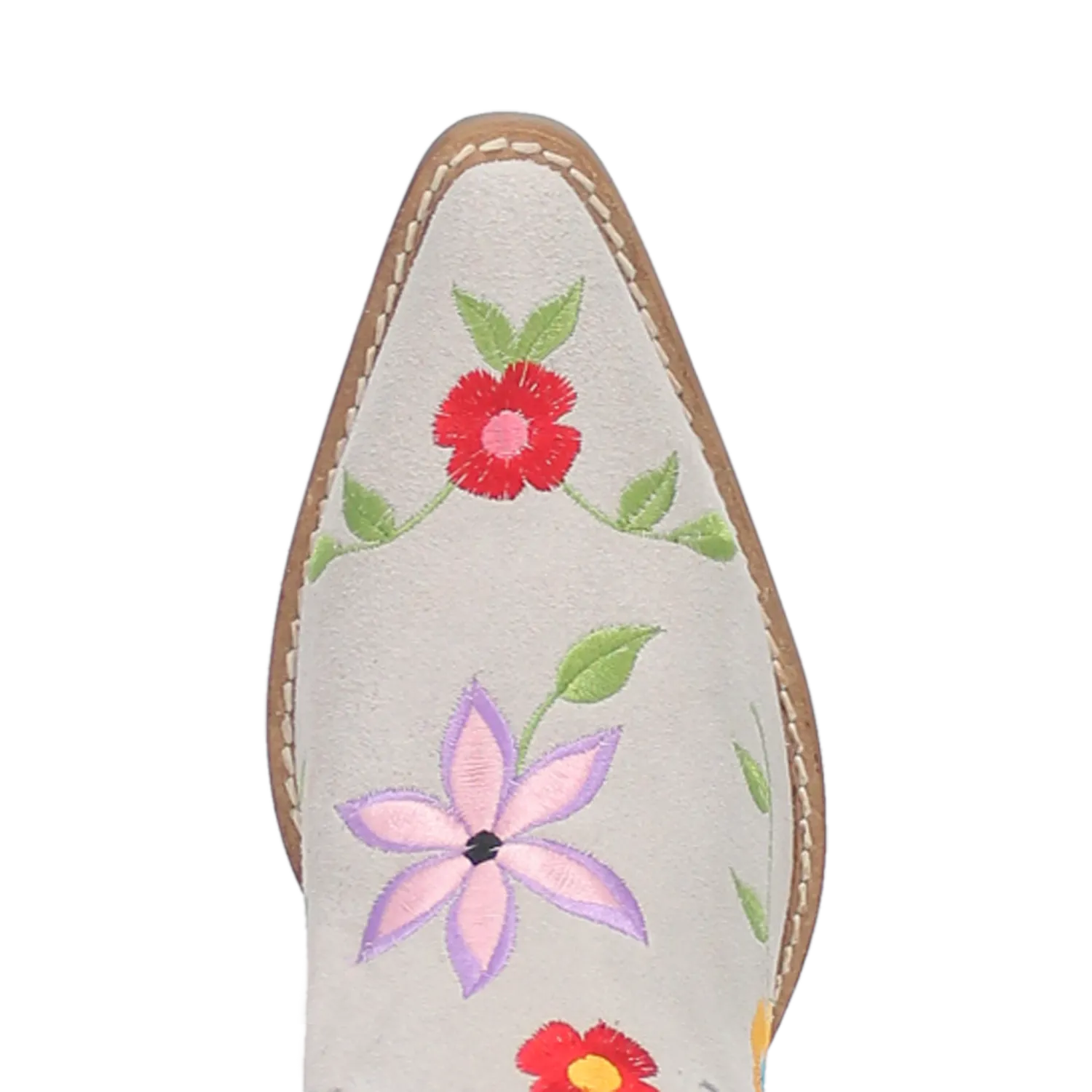 Flower Power White Suede & Floral Embroidered Boot (DS)