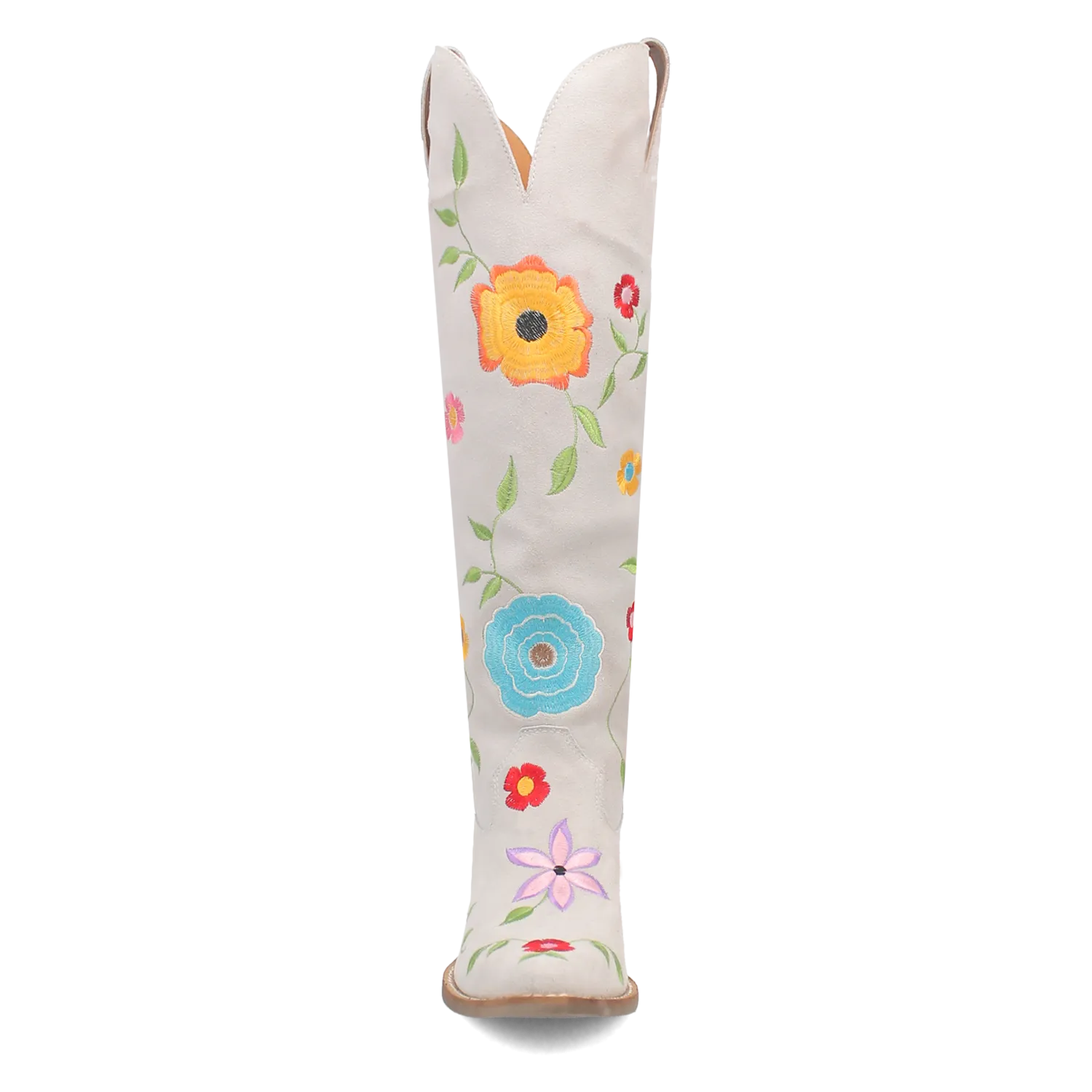 Flower Power White Suede & Floral Embroidered Boot (DS)