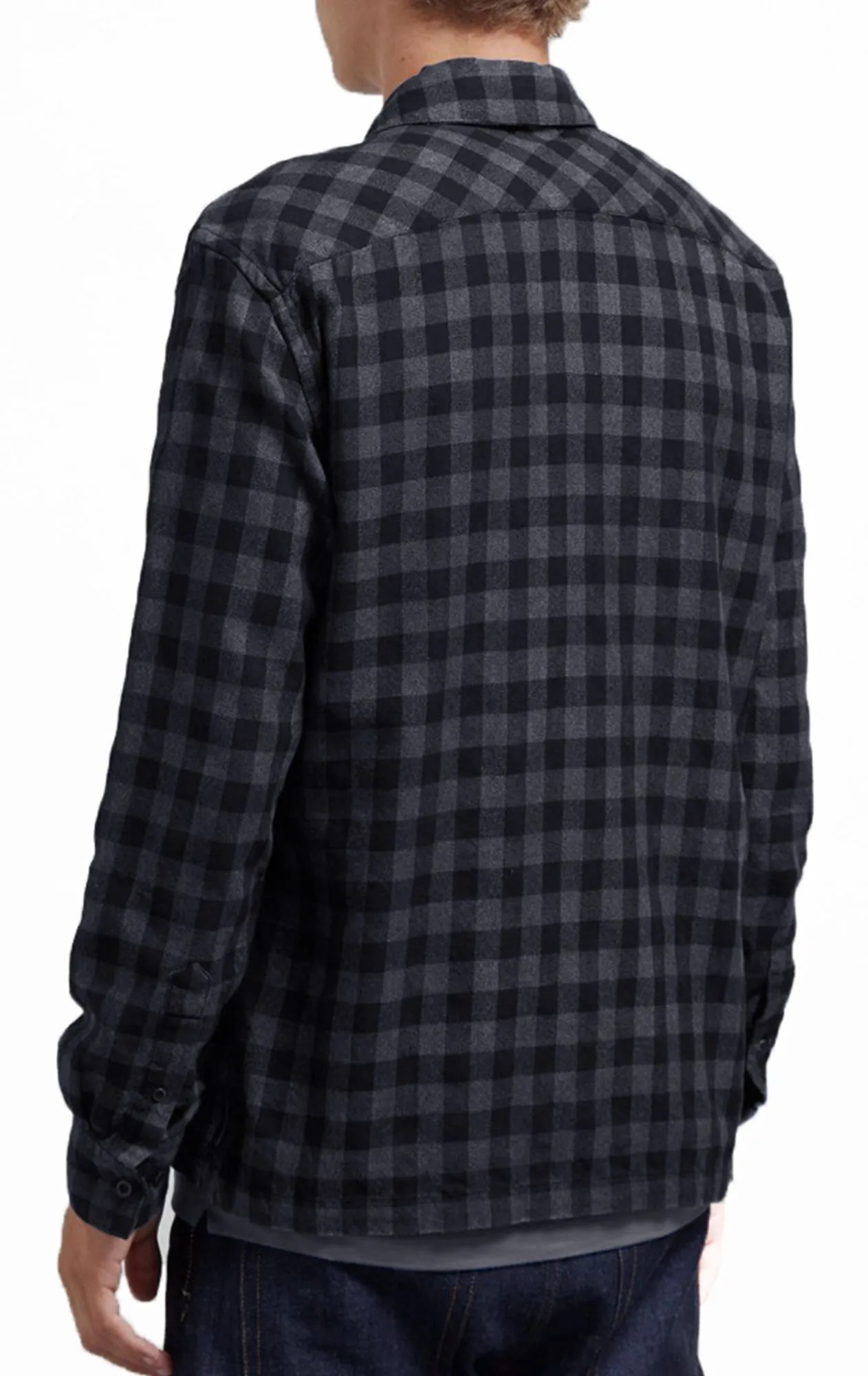 French Connection Regular Fit Zip Up Blanket Check Shirt Black Iris