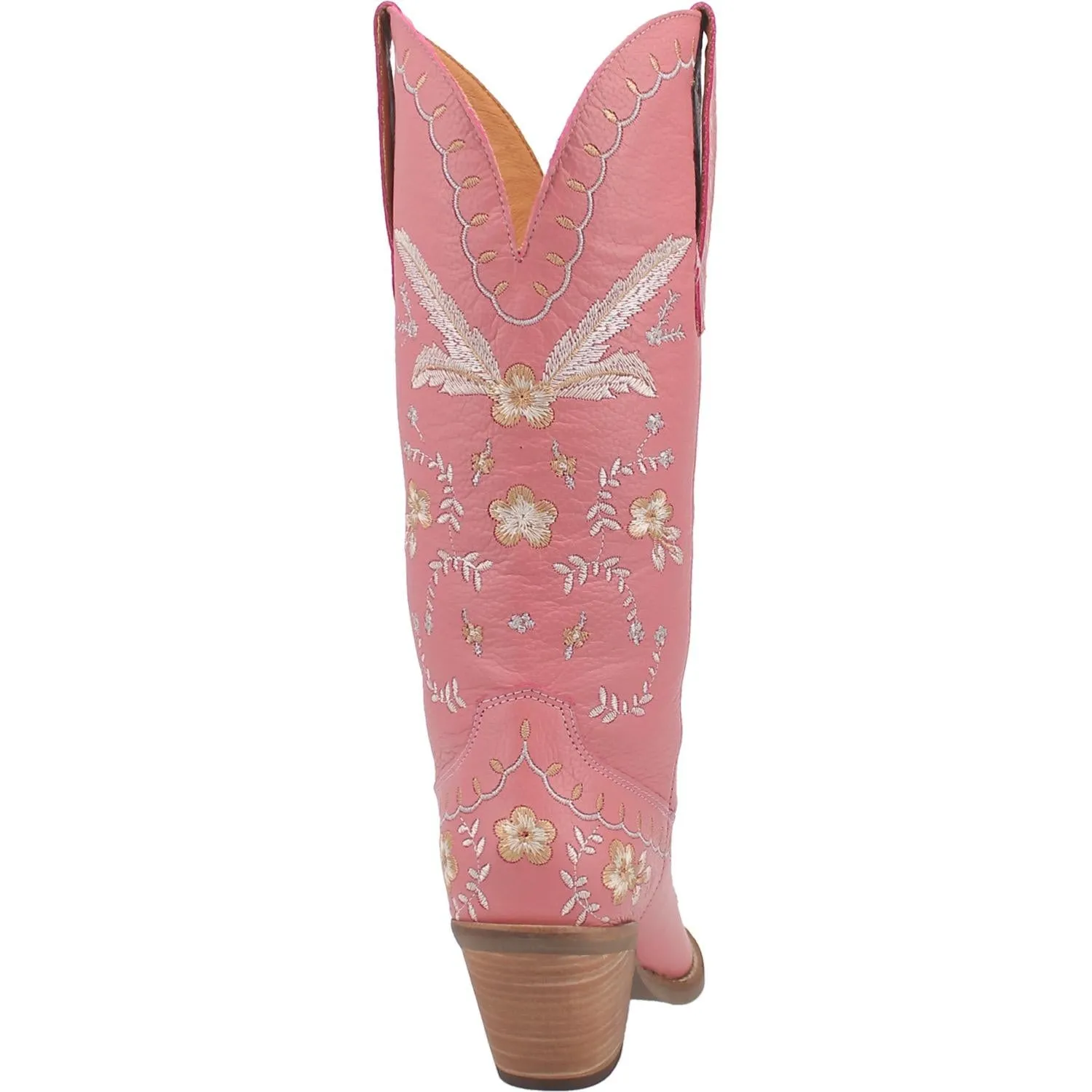 Full Bloom Pink Embroidered Flower Leather Boots (DS)