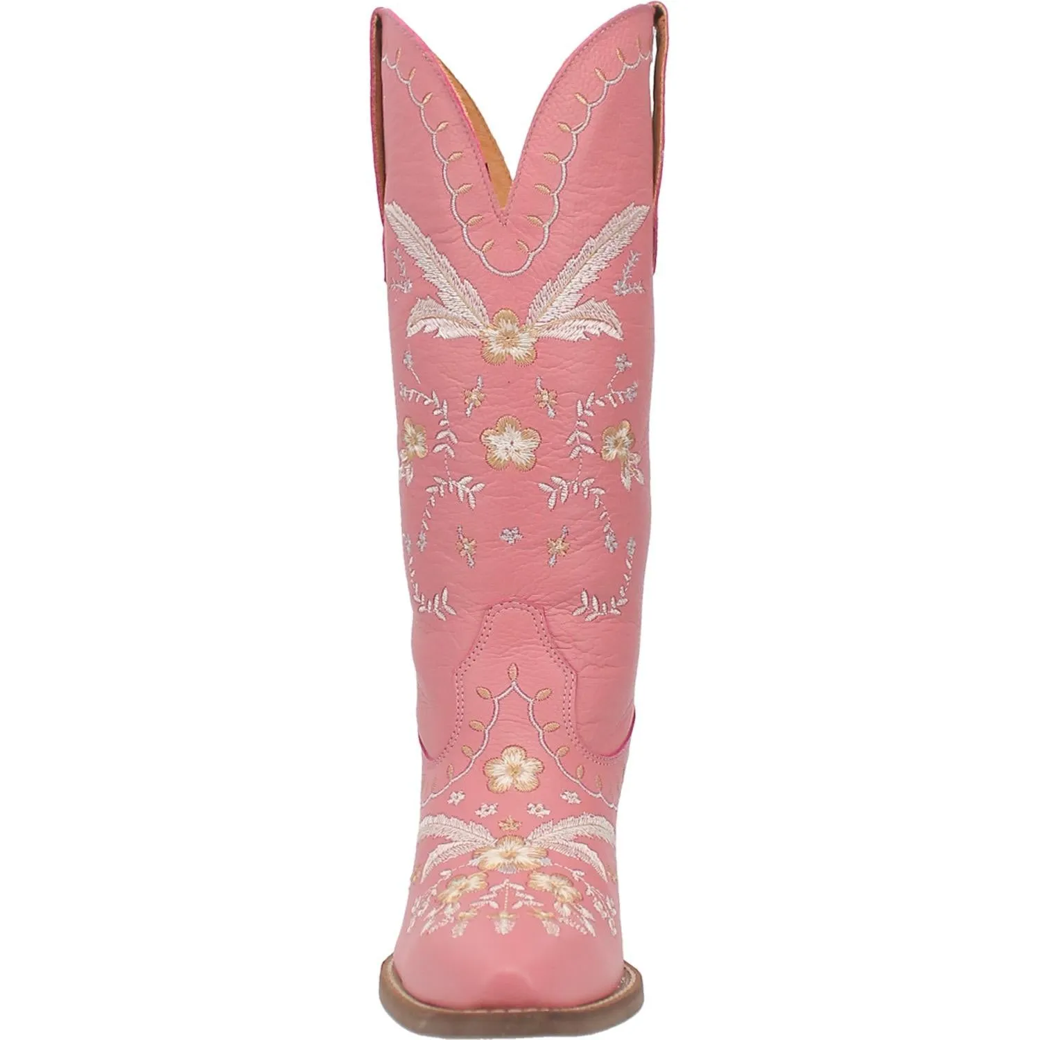 Full Bloom Pink Embroidered Flower Leather Boots (DS)