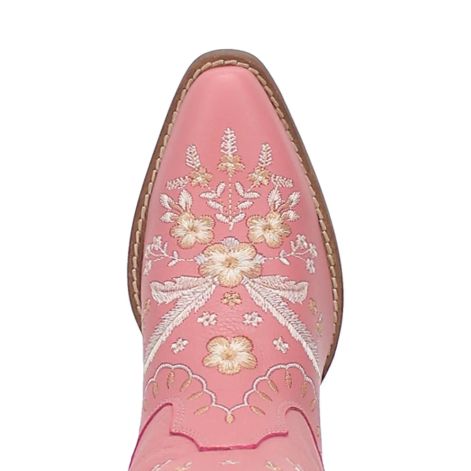 Full Bloom Pink Embroidered Flower Leather Boots (DS)