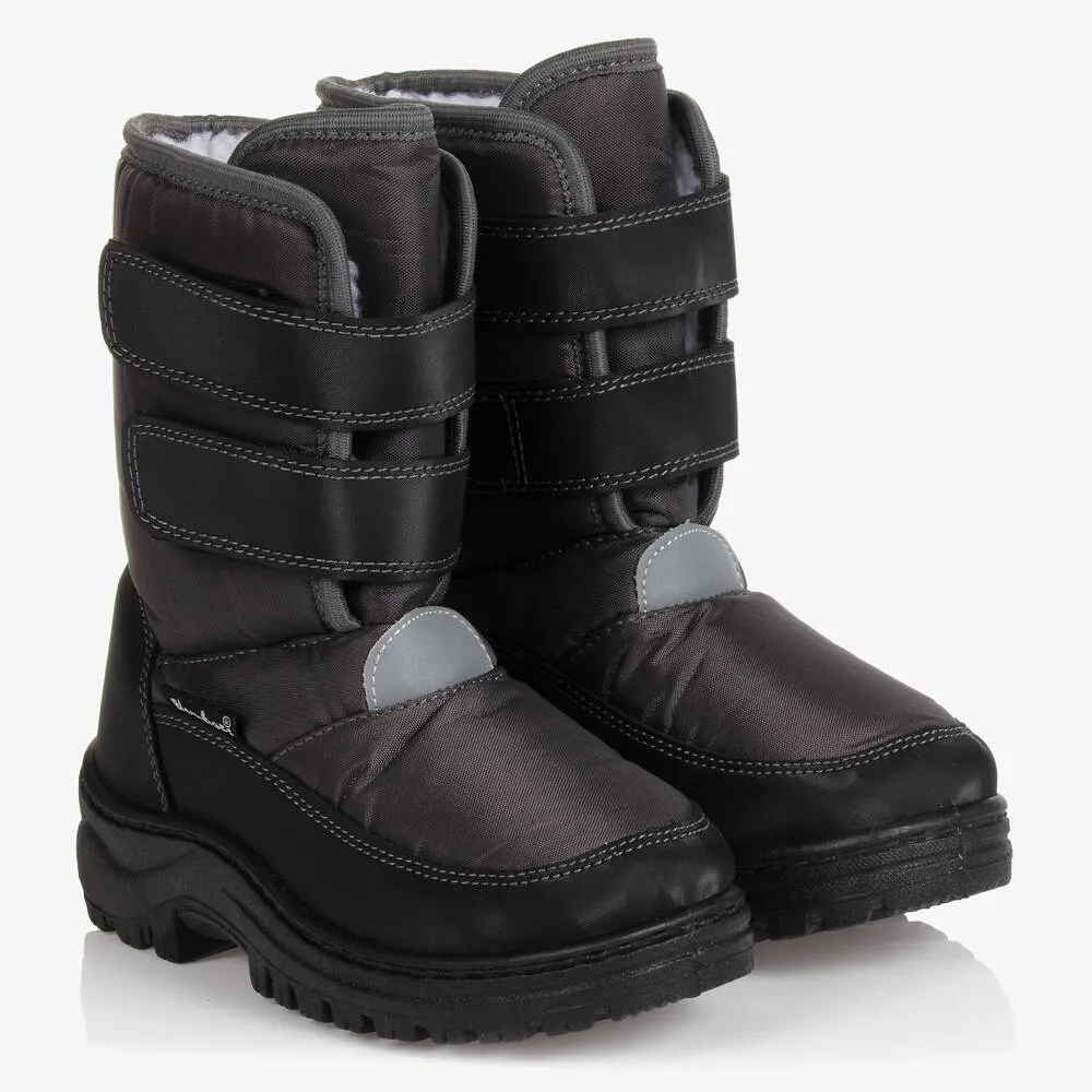 Grey Velcro Snow Boots