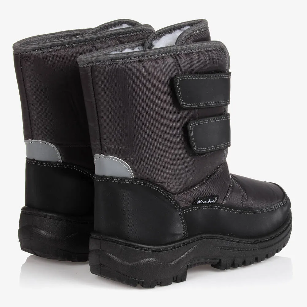 Grey Velcro Snow Boots