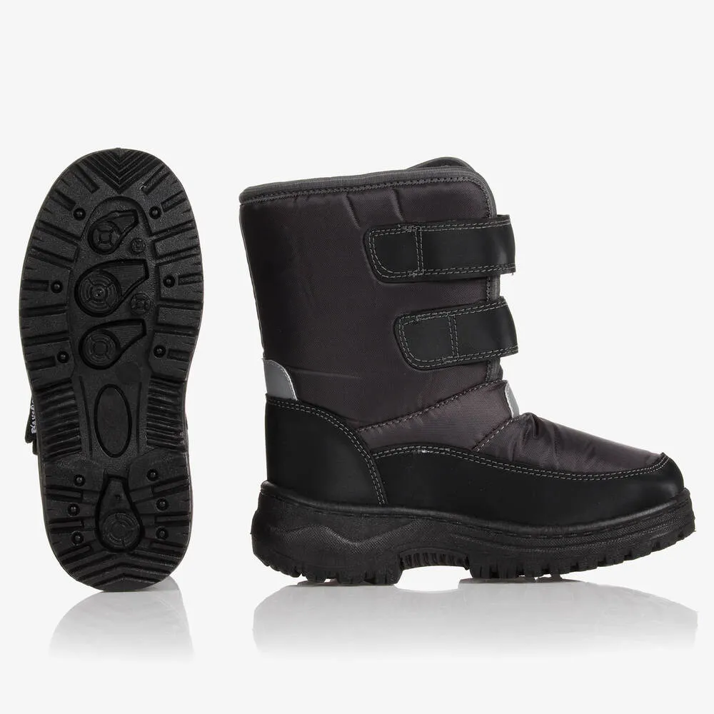 Grey Velcro Snow Boots