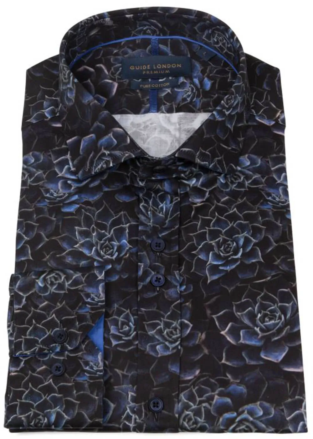 Guide London Men's Midnight Flowers Shirt Navy