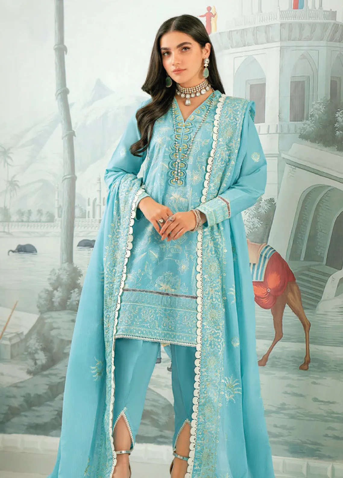 Gul Ahmed Embroidered Lawn Unstitched 3 Piece Suit - GA24EL DN-42011