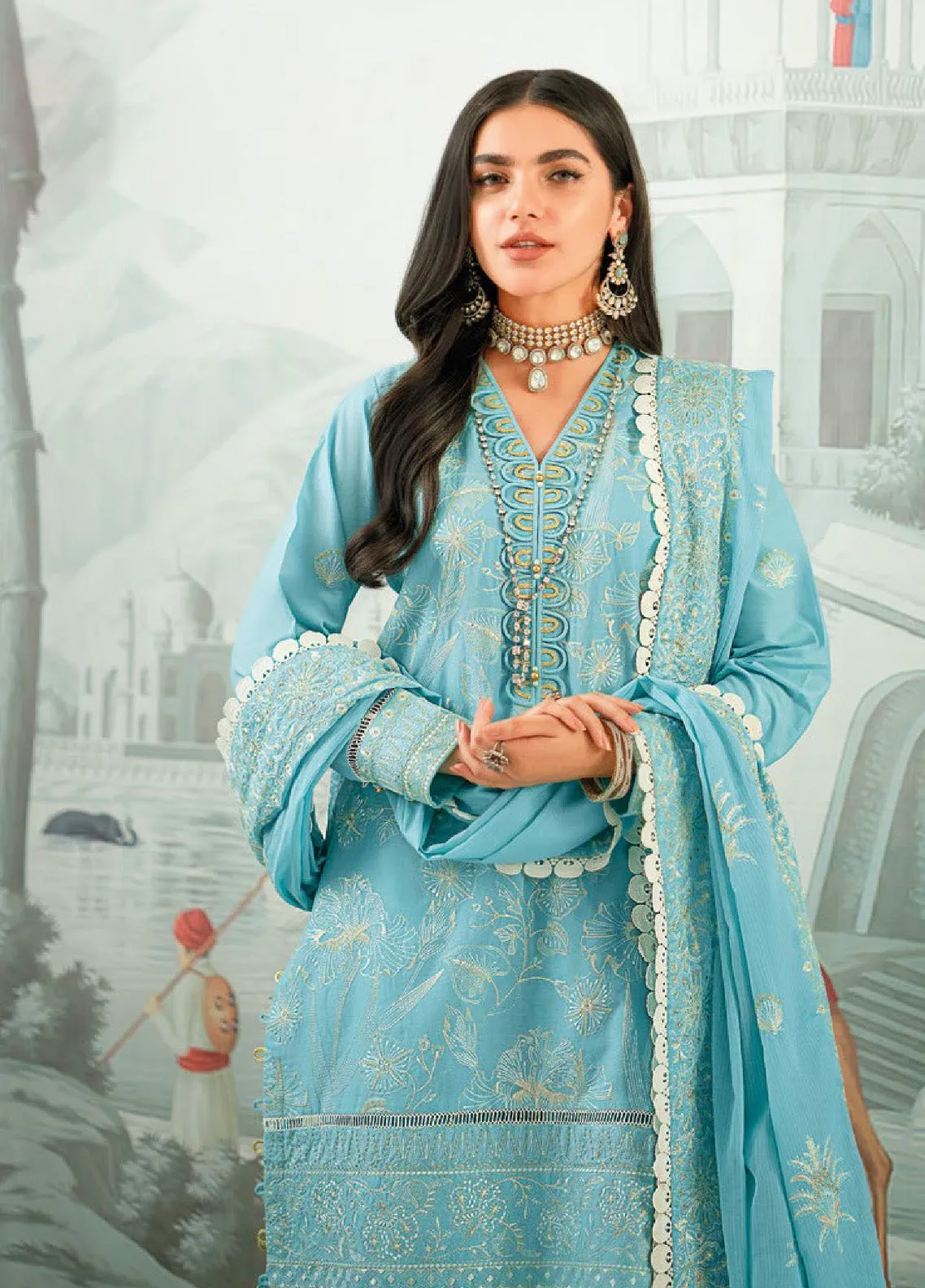 Gul Ahmed Embroidered Lawn Unstitched 3 Piece Suit - GA24EL DN-42011