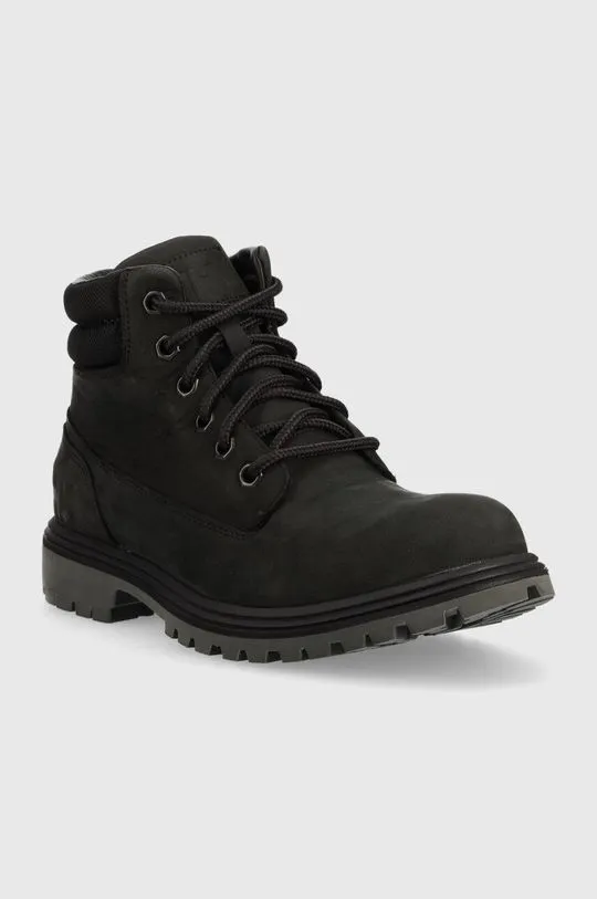 Helly Hansen leather biker boots men's black color