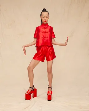 Hong Tang Suit (Red Taffeta)