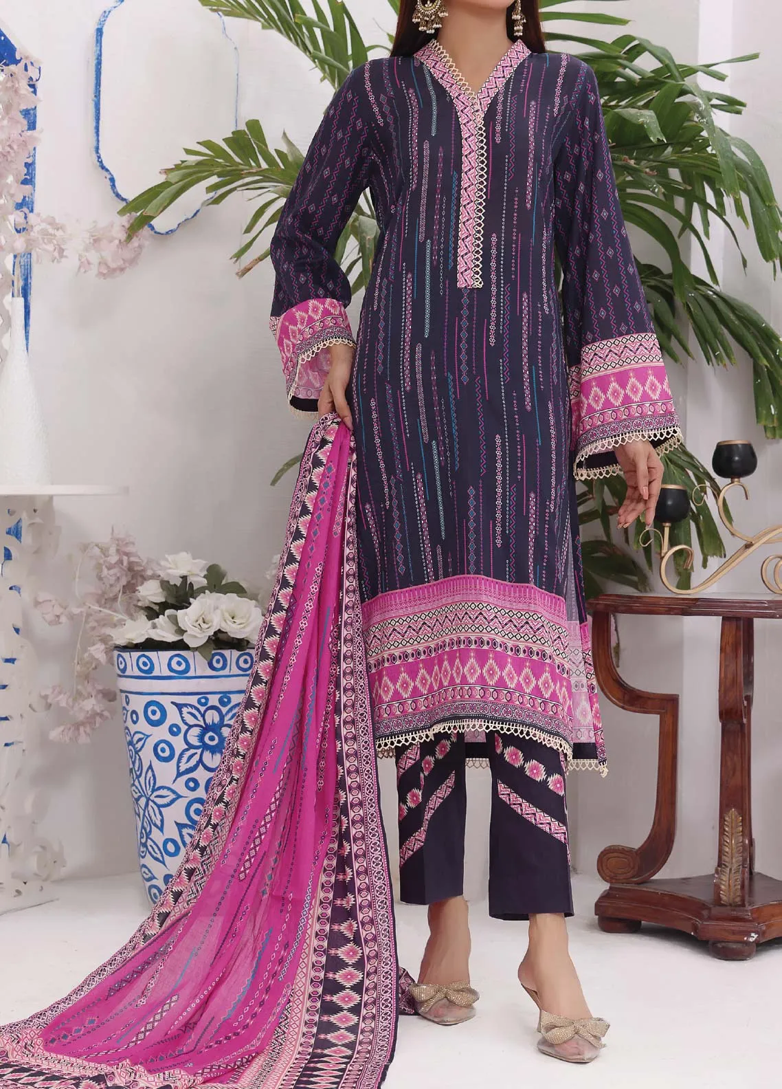 Jhalak By VS Textile Printed Lawn Unstitched 3 Piece Suit - 1932