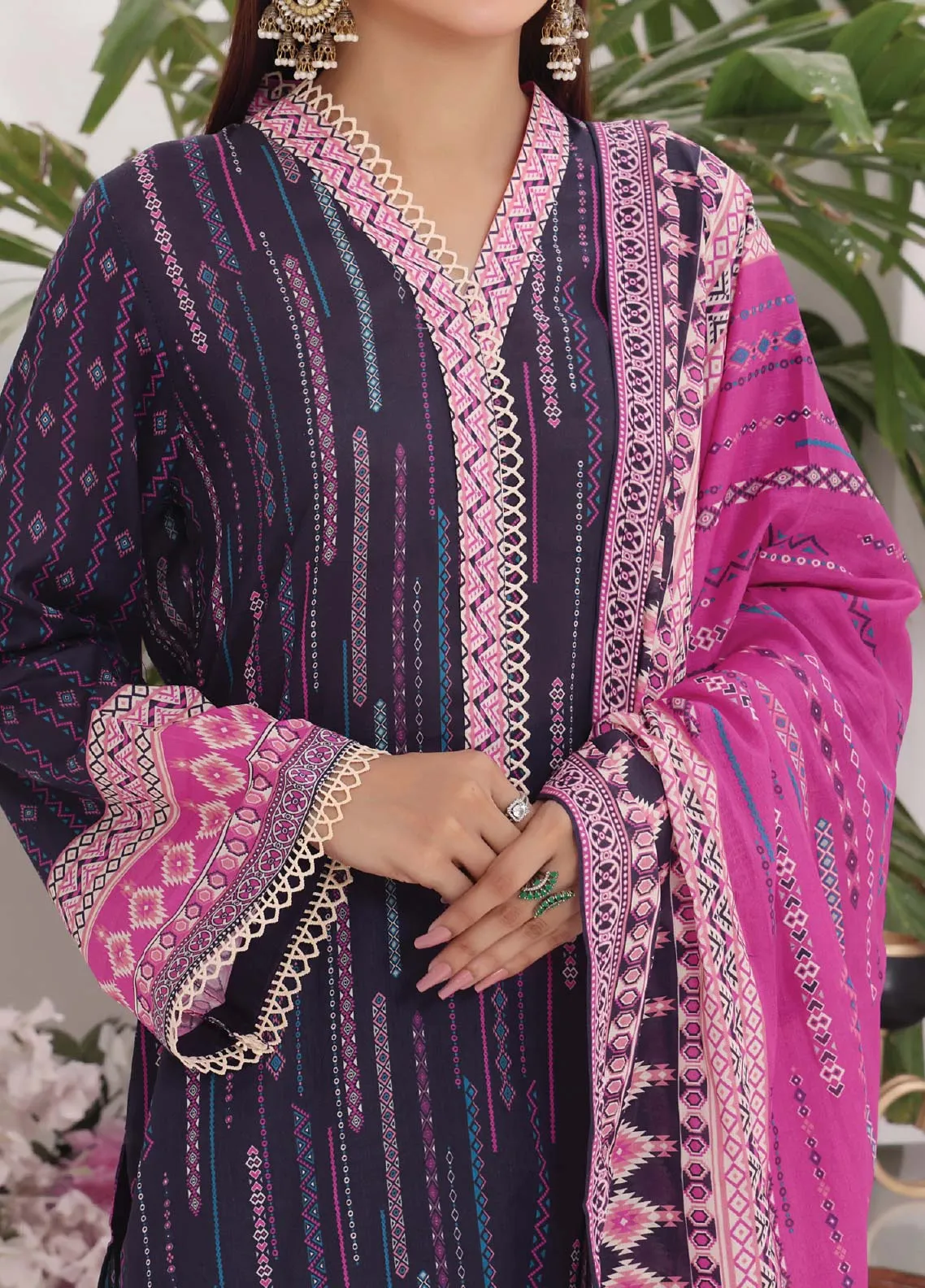 Jhalak By VS Textile Printed Lawn Unstitched 3 Piece Suit - 1932