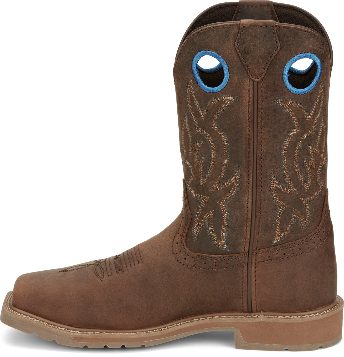 Justin Mens All Around Walnut Brown Cowhide Work Boots