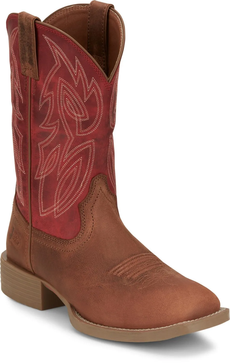 Justin Mens Canter Roasted Cognac Water Buffalo Cowboy Boots