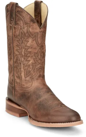 Justin Mens Clanton Khaki Leather Cowboy Boots