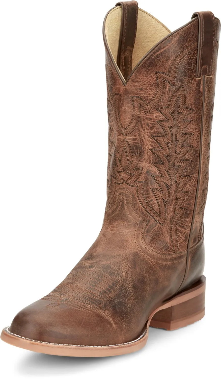 Justin Mens Clanton Khaki Leather Cowboy Boots