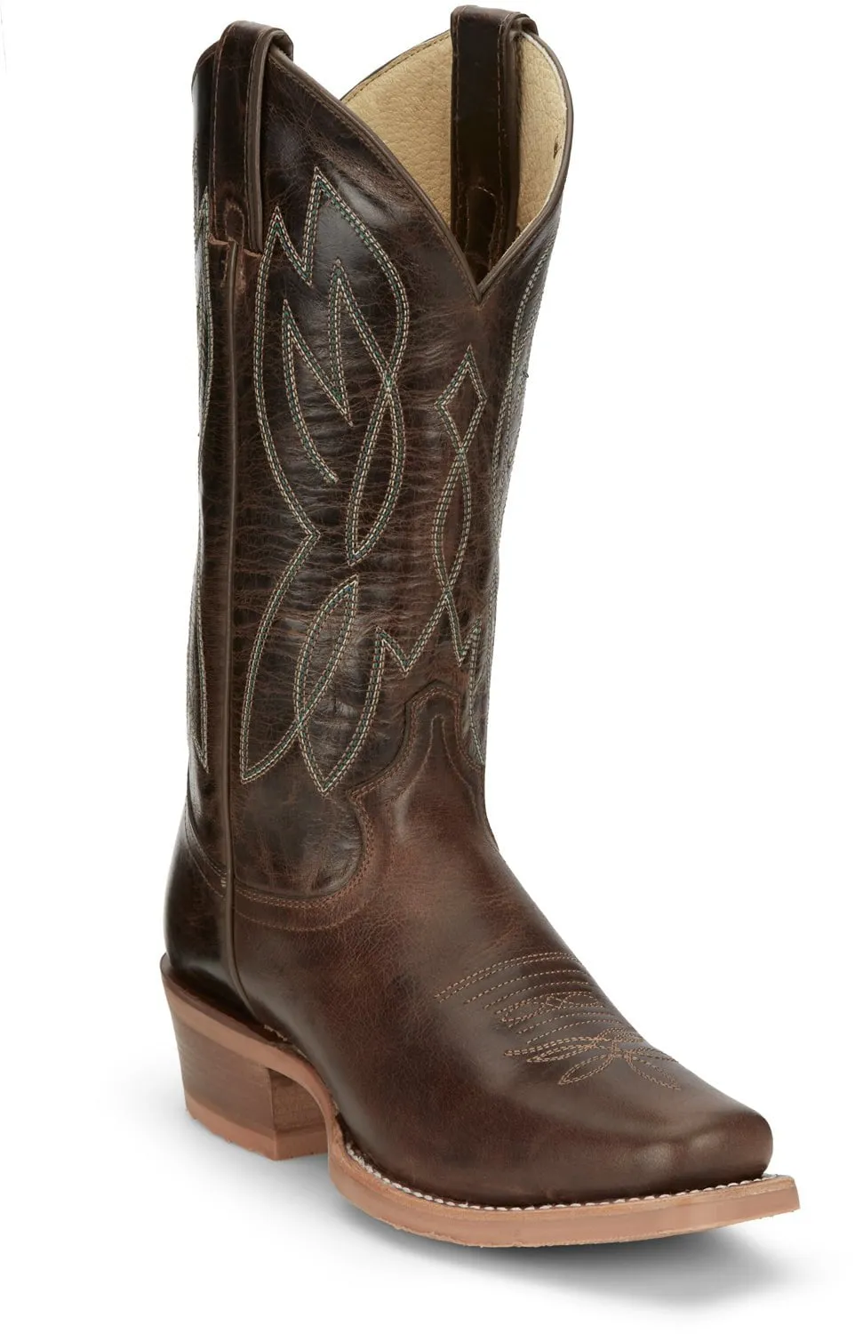 Justin Womens Mayberry Umber Leather Cowboy Boots