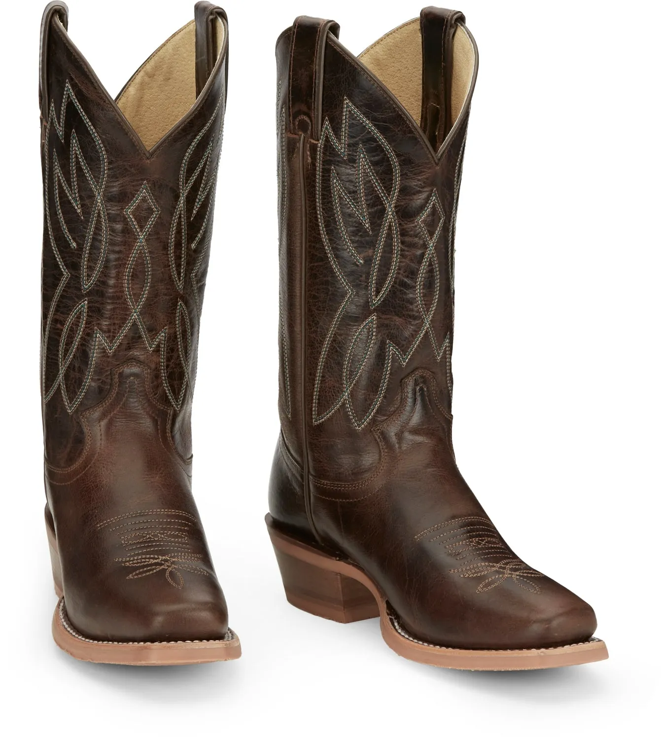 Justin Womens Mayberry Umber Leather Cowboy Boots