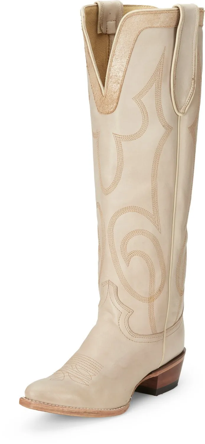 Justin Womens Verlie Vanilla Leather Cowboy Boots