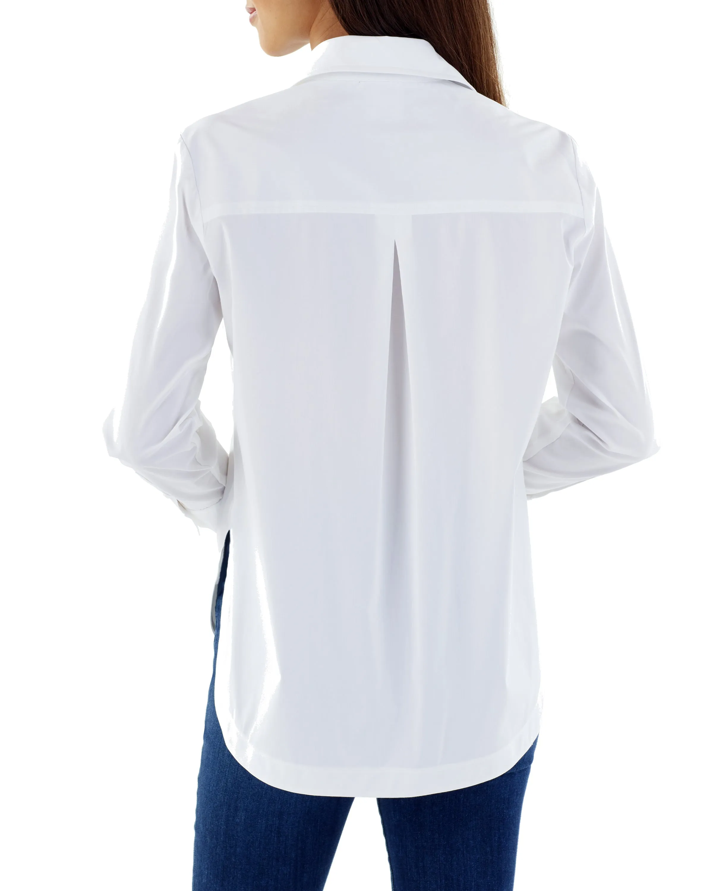 Keller High Shirttail Shirt White Silky Poplin