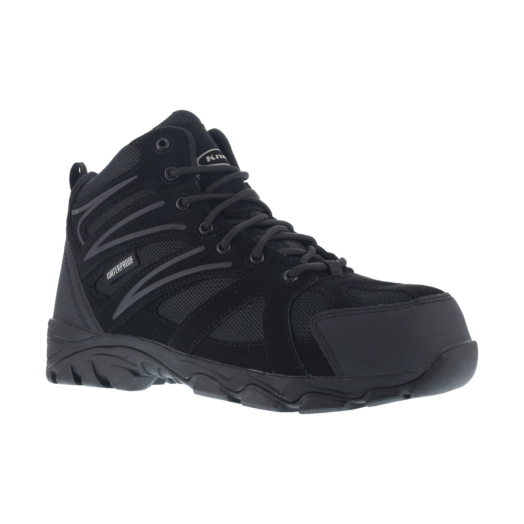 Knapp Mens Black Leather Mesh WP Hiker Boots Ground Patrol Comp Toe