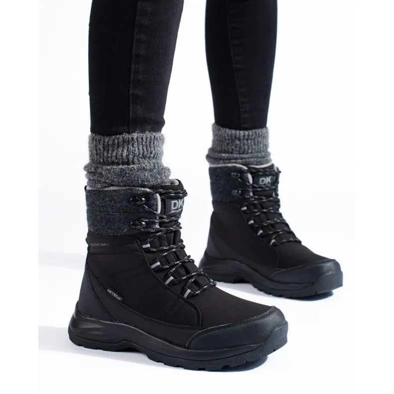 Lace-up women's snow boots DK black and gray