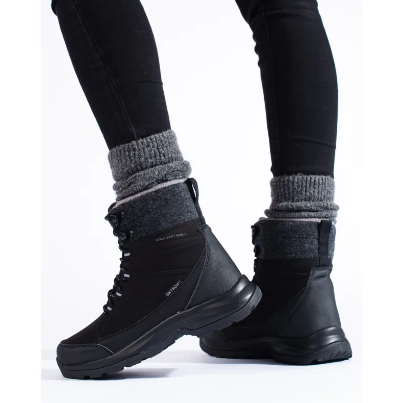 Lace-up women's snow boots DK black and gray