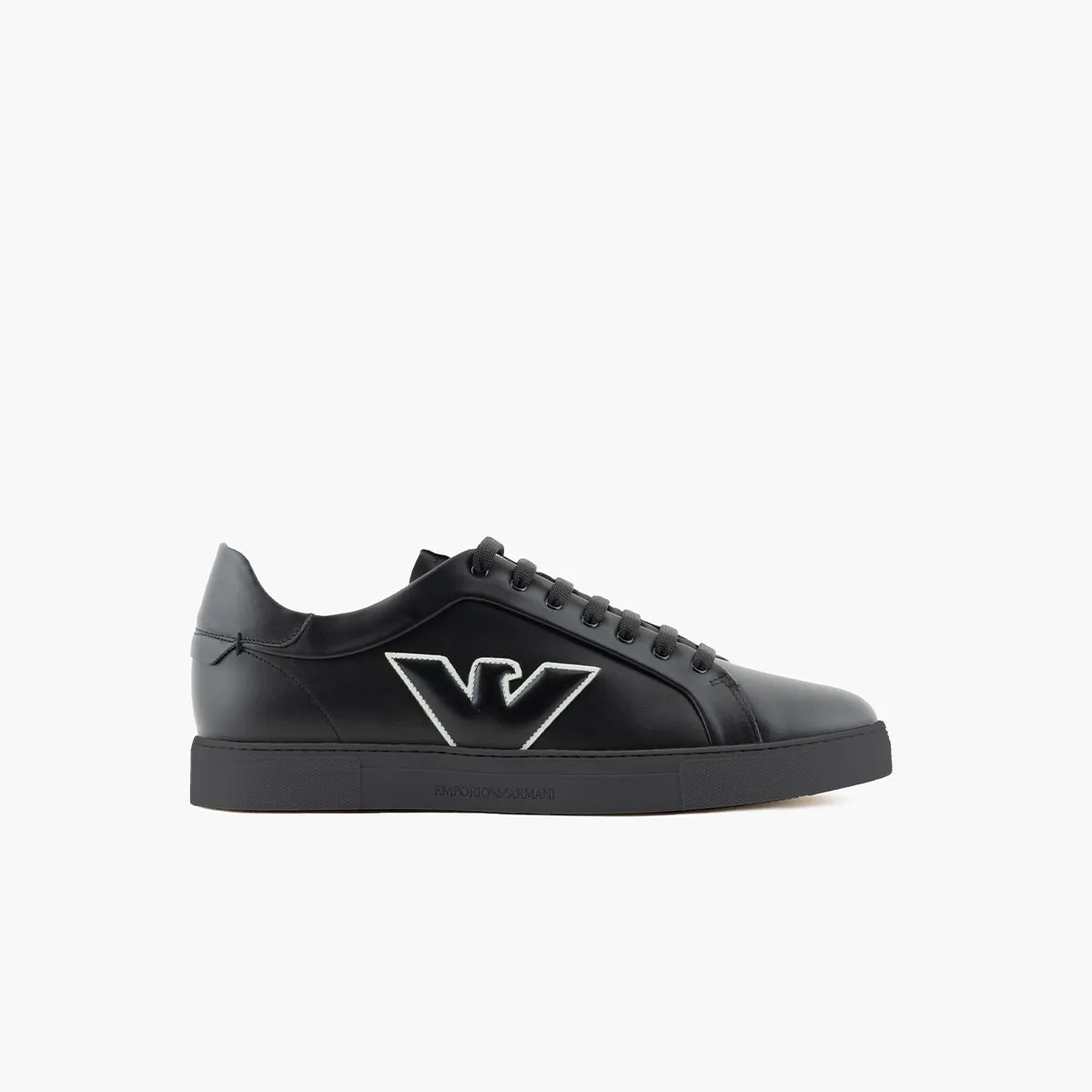 Leather Sneaker With Eagle Logo Patch