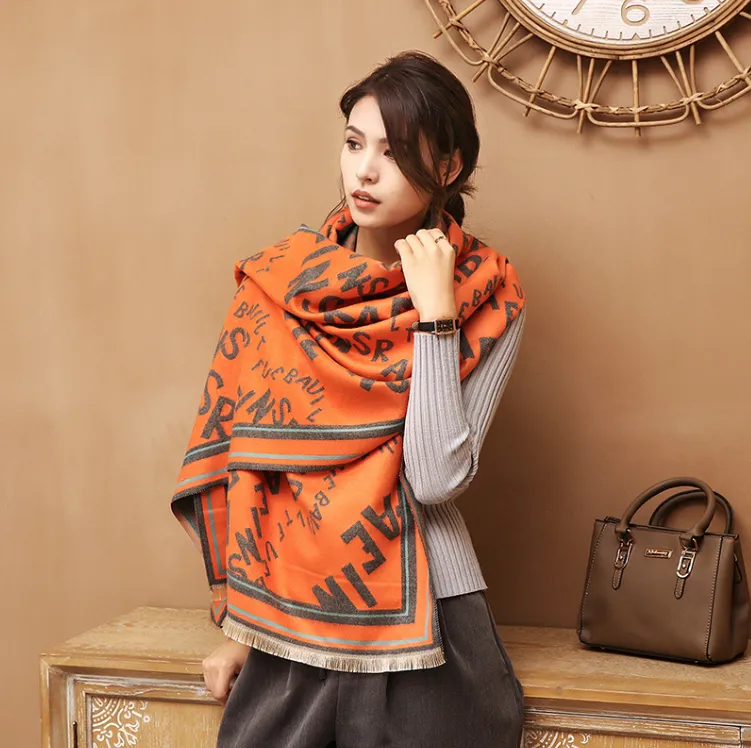 Letter Jacquard Warm Scarf