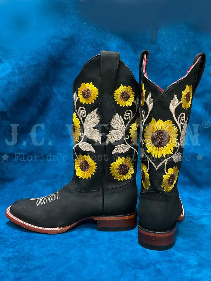 Los Altos 322G6205 Ladies CRAZY Flower Embroidery Boot Black