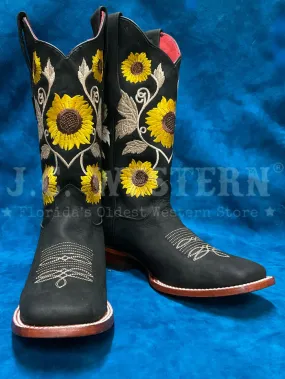 Los Altos 322G6205 Ladies CRAZY Flower Embroidery Boot Black