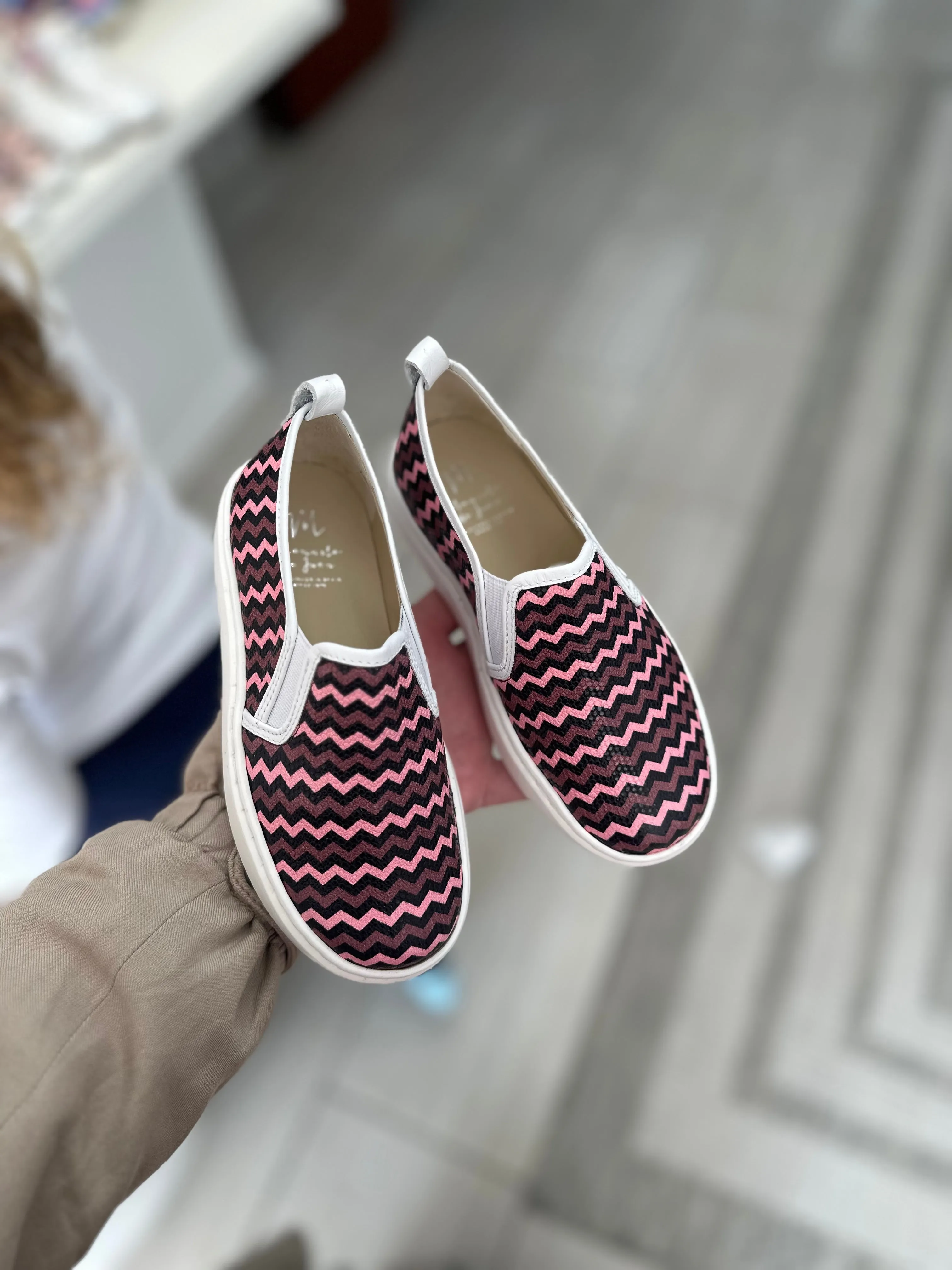 Manuela Pink Chevron Slip On Sneaker