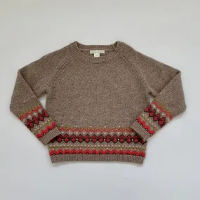 Marie-Chantal Taupe Merino Wool/ Cashmere FairIsle Jumper: 6 Years