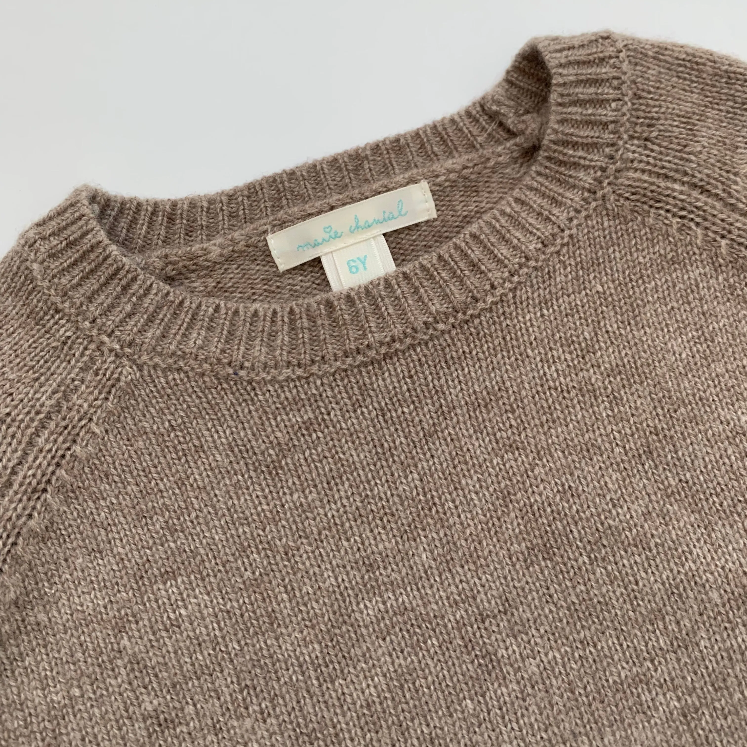 Marie-Chantal Taupe Merino Wool/ Cashmere FairIsle Jumper: 6 Years