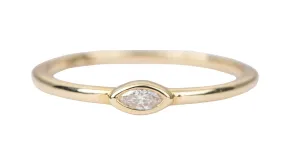 Marquise Diamond Bezel Set 14K Yellow Gold Stacking Ring Dainty Simple Ring Stackable Ring AD2349