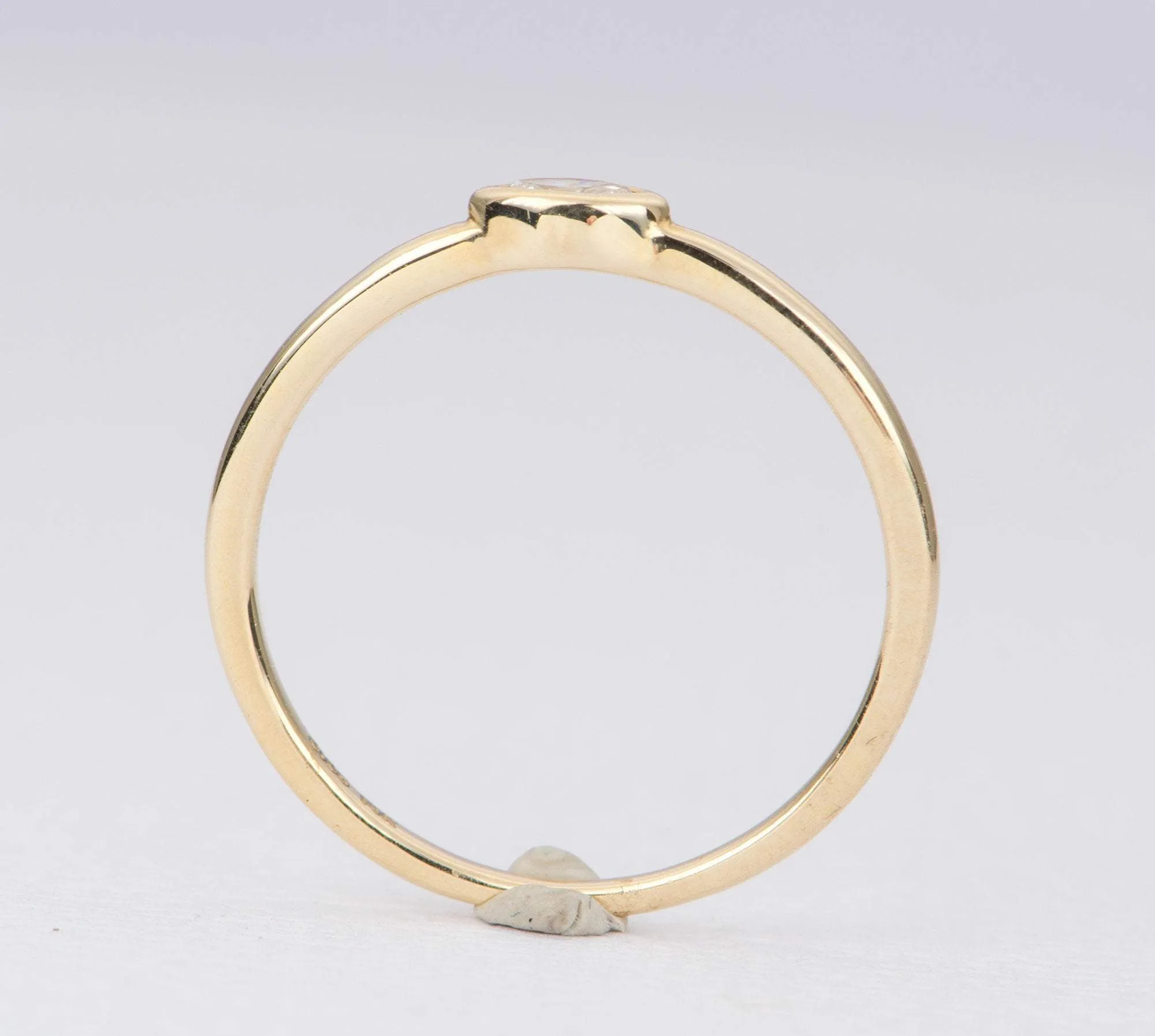 Marquise Diamond Bezel Set 14K Yellow Gold Stacking Ring Dainty Simple Ring Stackable Ring AD2349