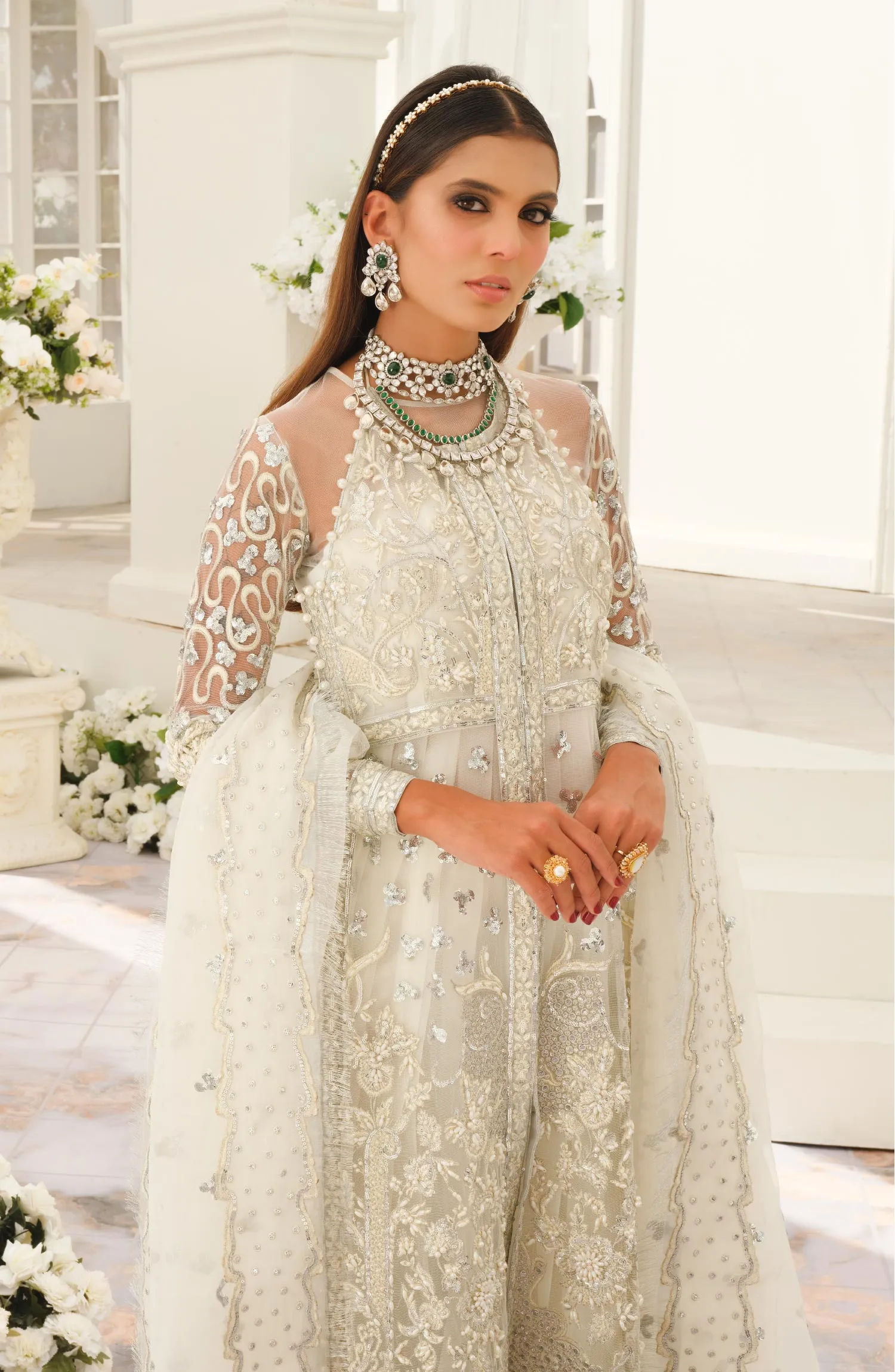 Maryum N Maria Embroidered Net Unstitched 3Pc Suit FFG-0013