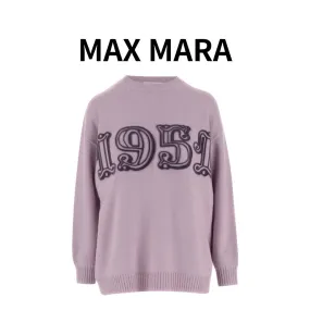 MaxMara  |Casual Style Wool Logo V-neck & Crew neck