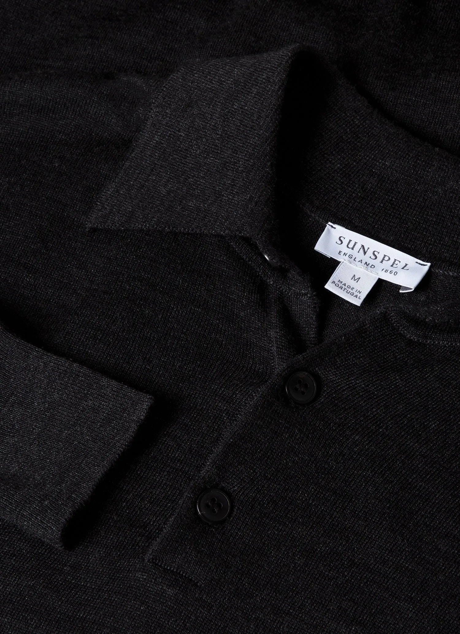 Men's Extra-Fine Merino Polo Shirt in Charcoal Melange