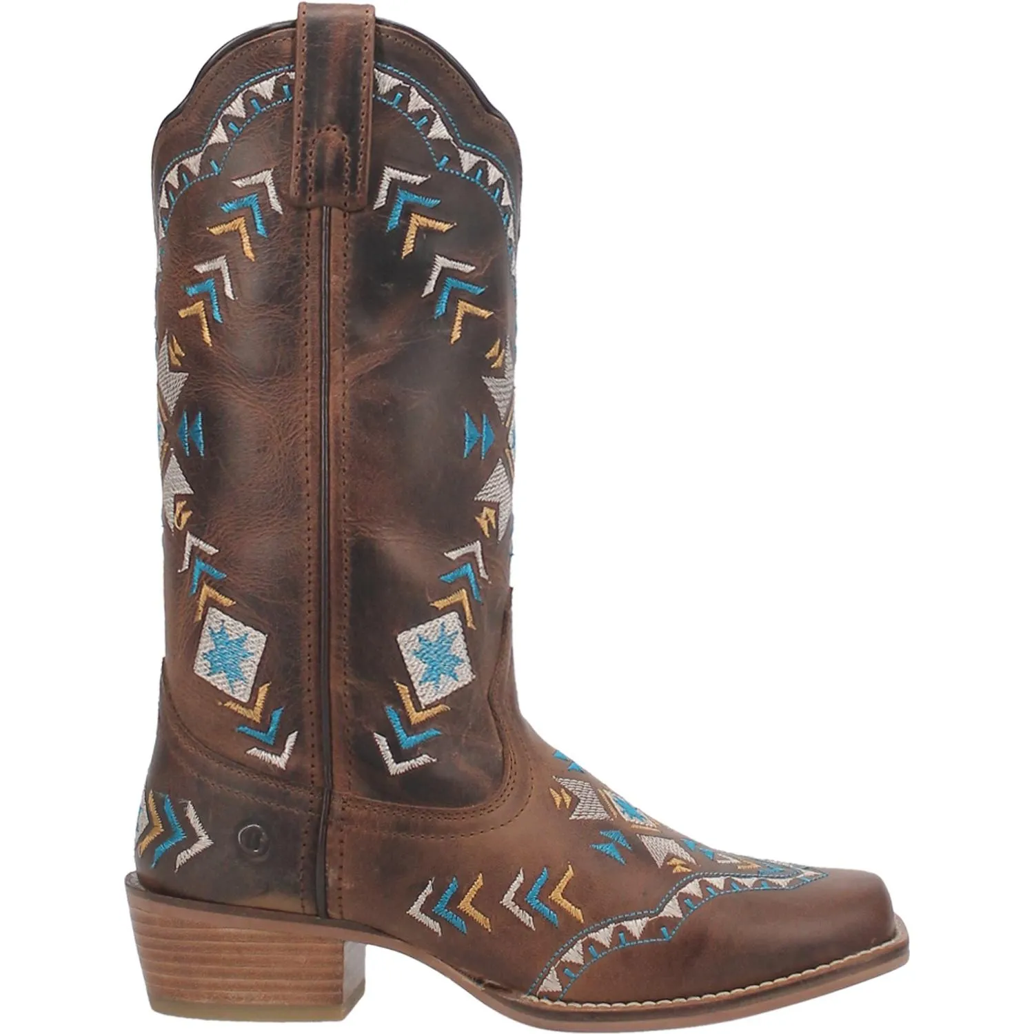 Mesa Dark Brown Leather Boots w/ Aztec Designs (DS)