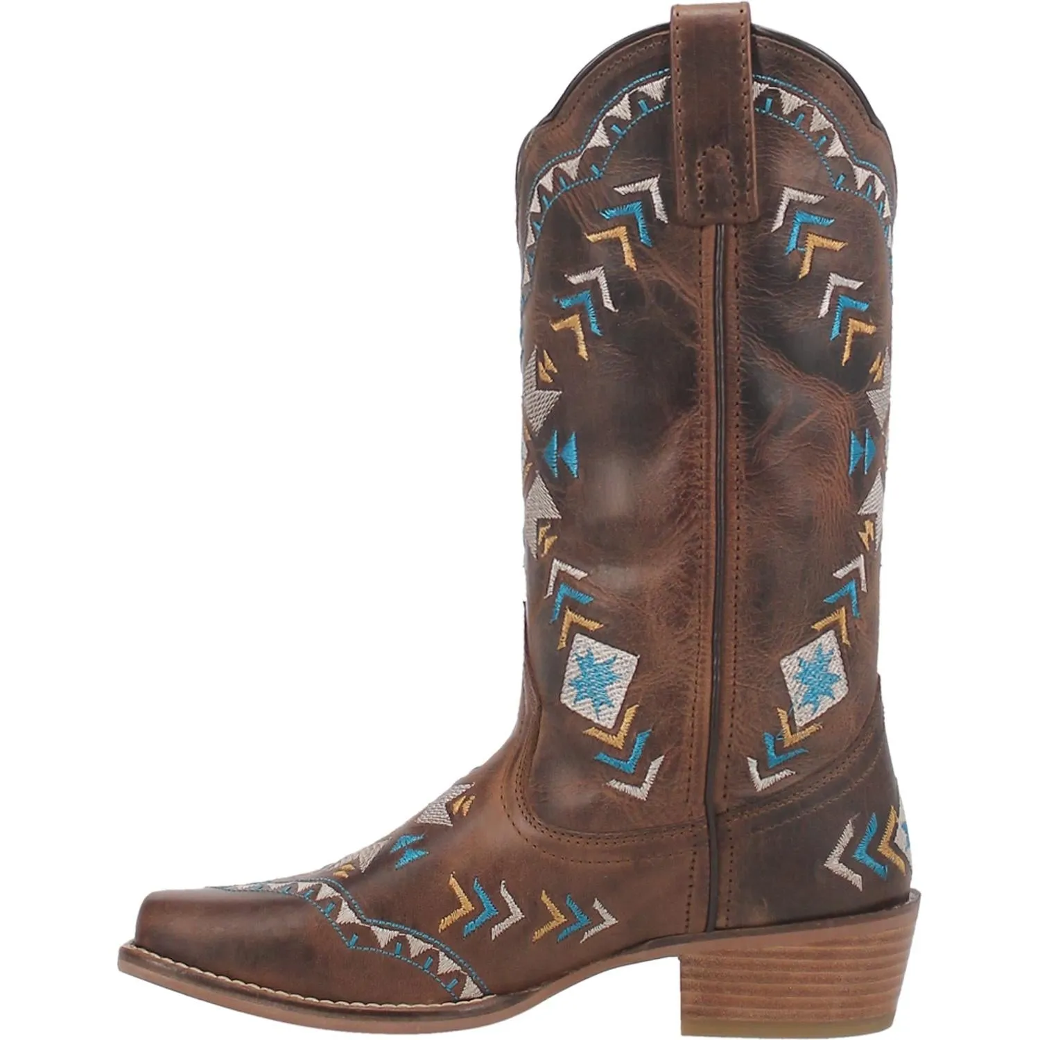 Mesa Dark Brown Leather Boots w/ Aztec Designs (DS)