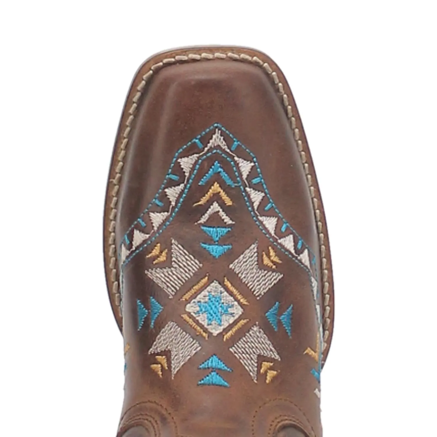 Mesa Dark Brown Leather Boots w/ Aztec Designs (DS)