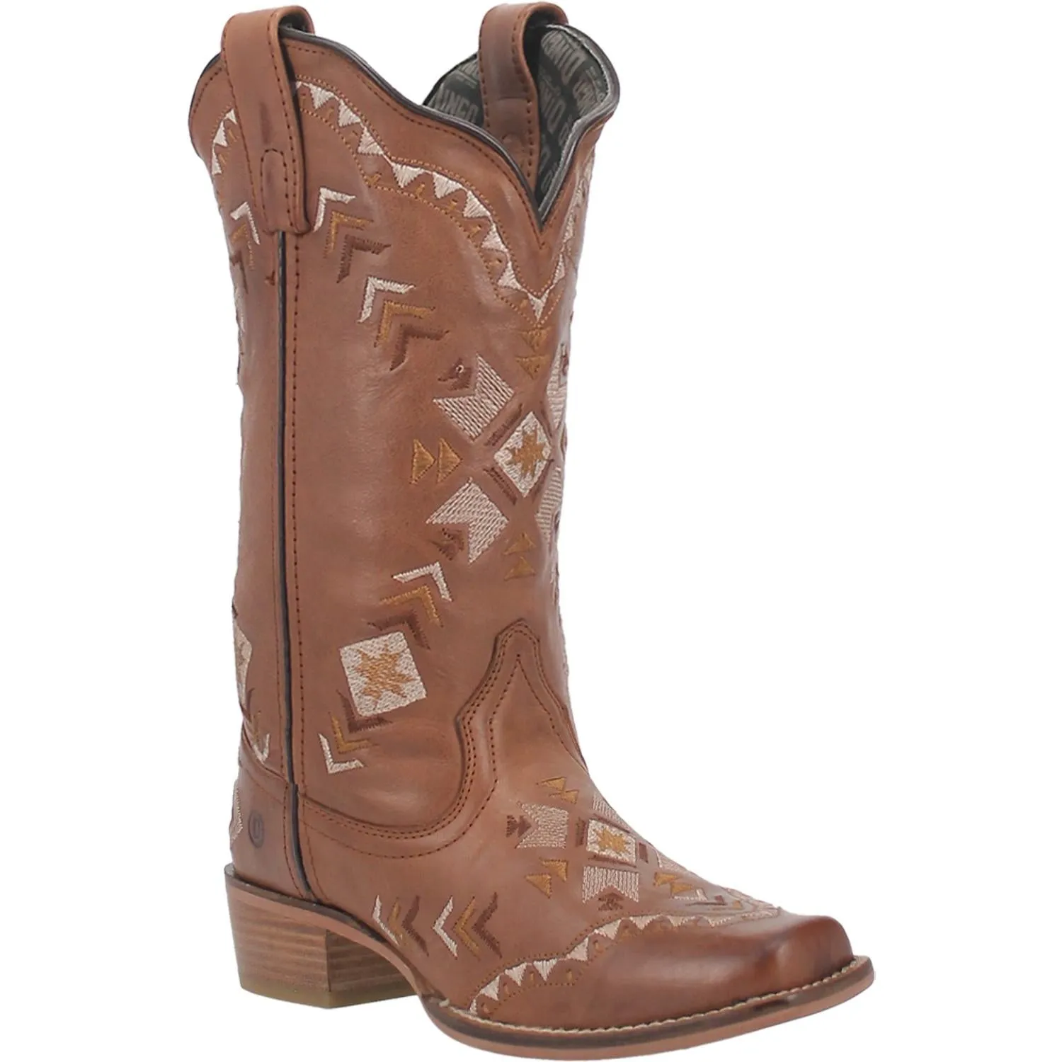 Mesa Tan Leather Boots w/ Aztec Designs (DS)