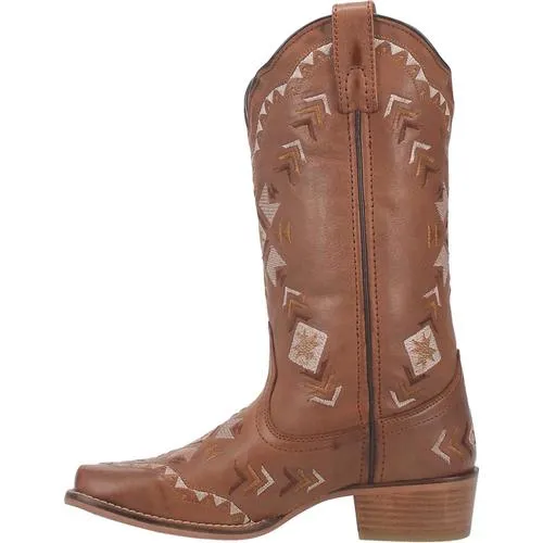 Mesa Tan Leather Boots w/ Aztec Designs (DS)